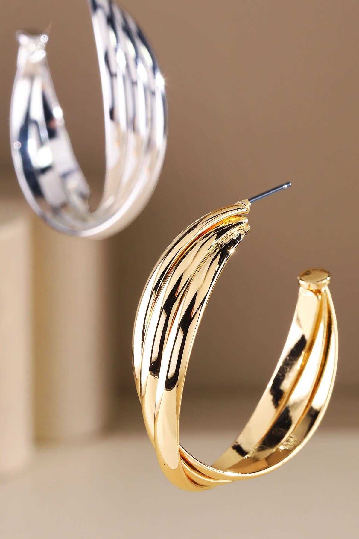 Twisted Ridge Half-Hoop Earrings