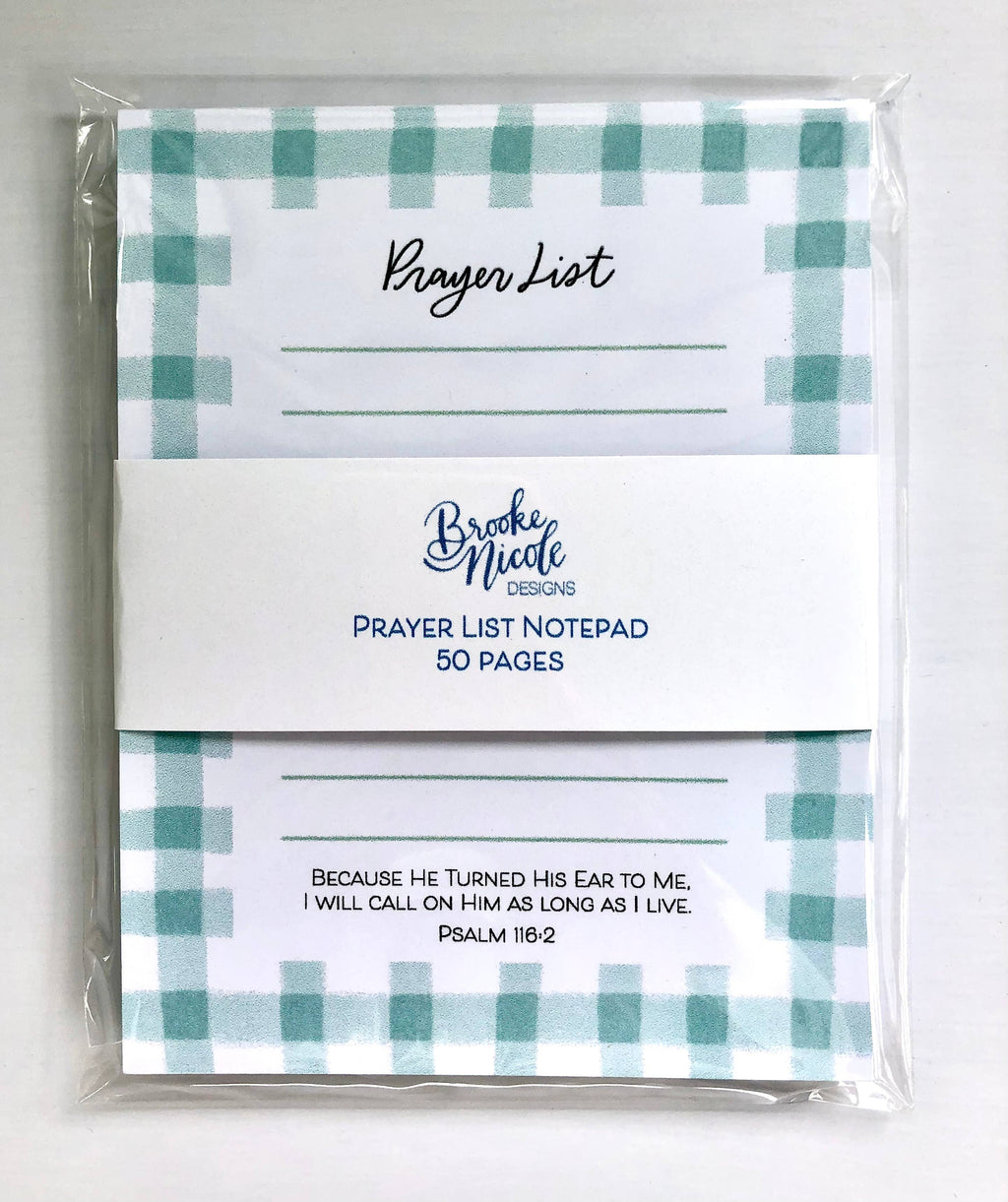 Gingham Prayer List Note Pads