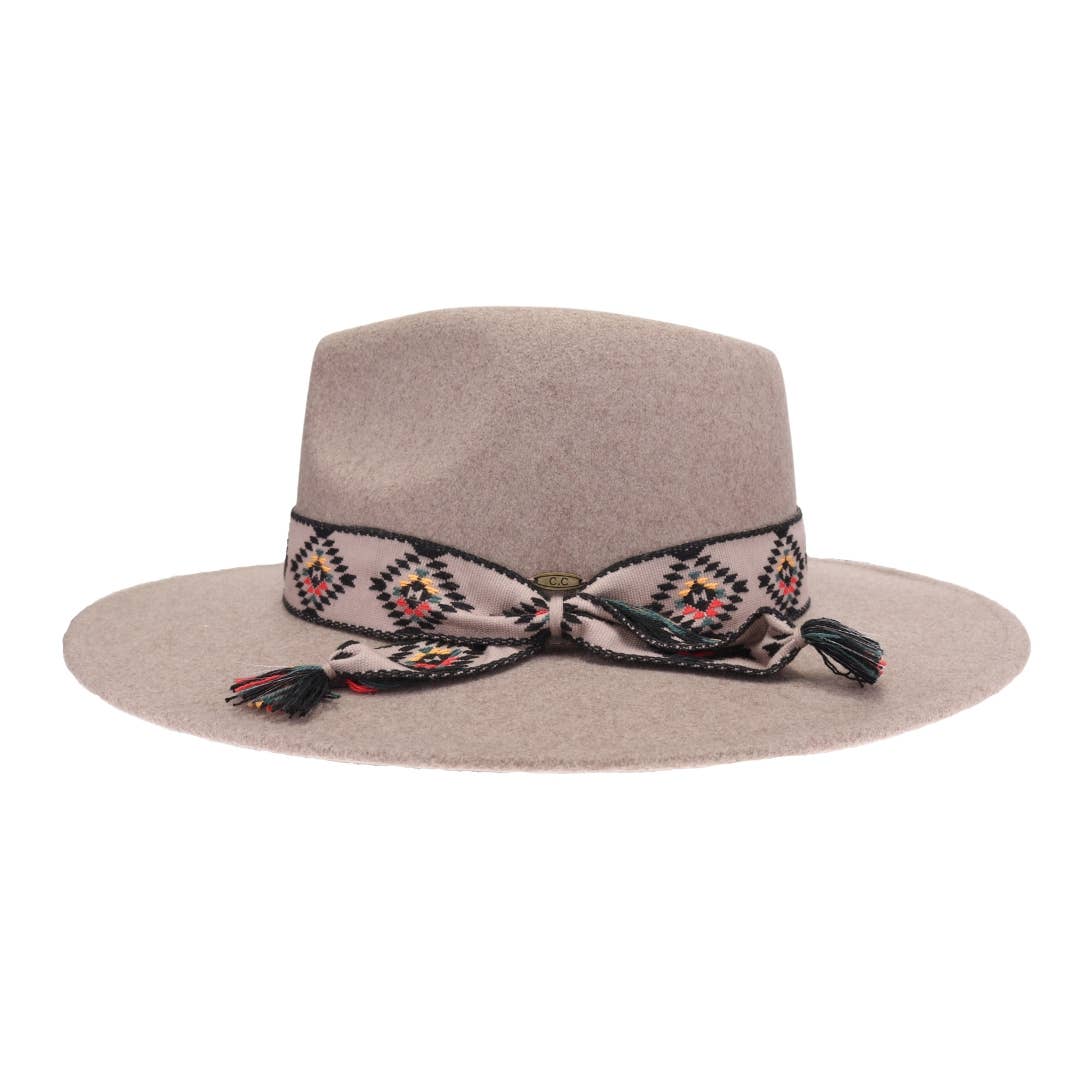 Aztec Trim Band Vegan Fabric C.C Panama Hat