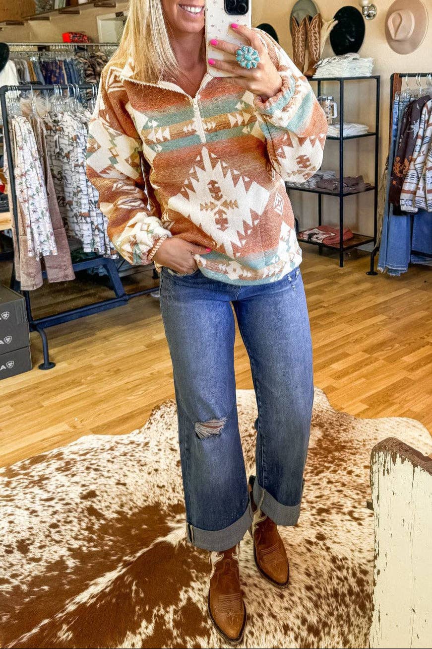 Aztec Quarter Zip Sweatshirt
