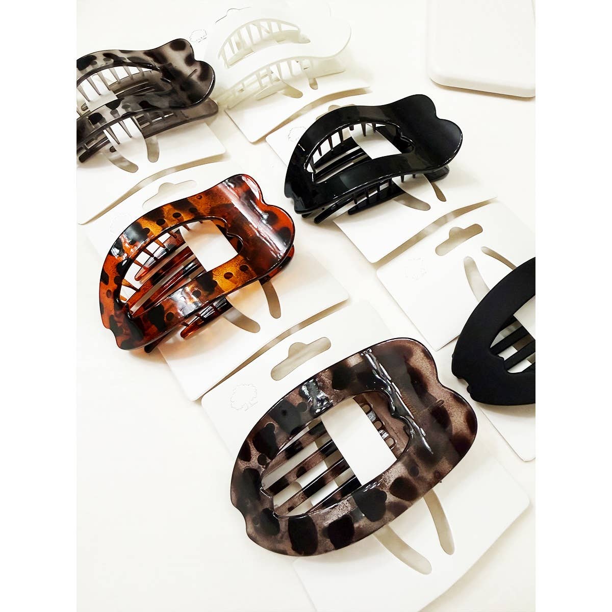 Leopard Mixed Pattern Flat Hair Claw