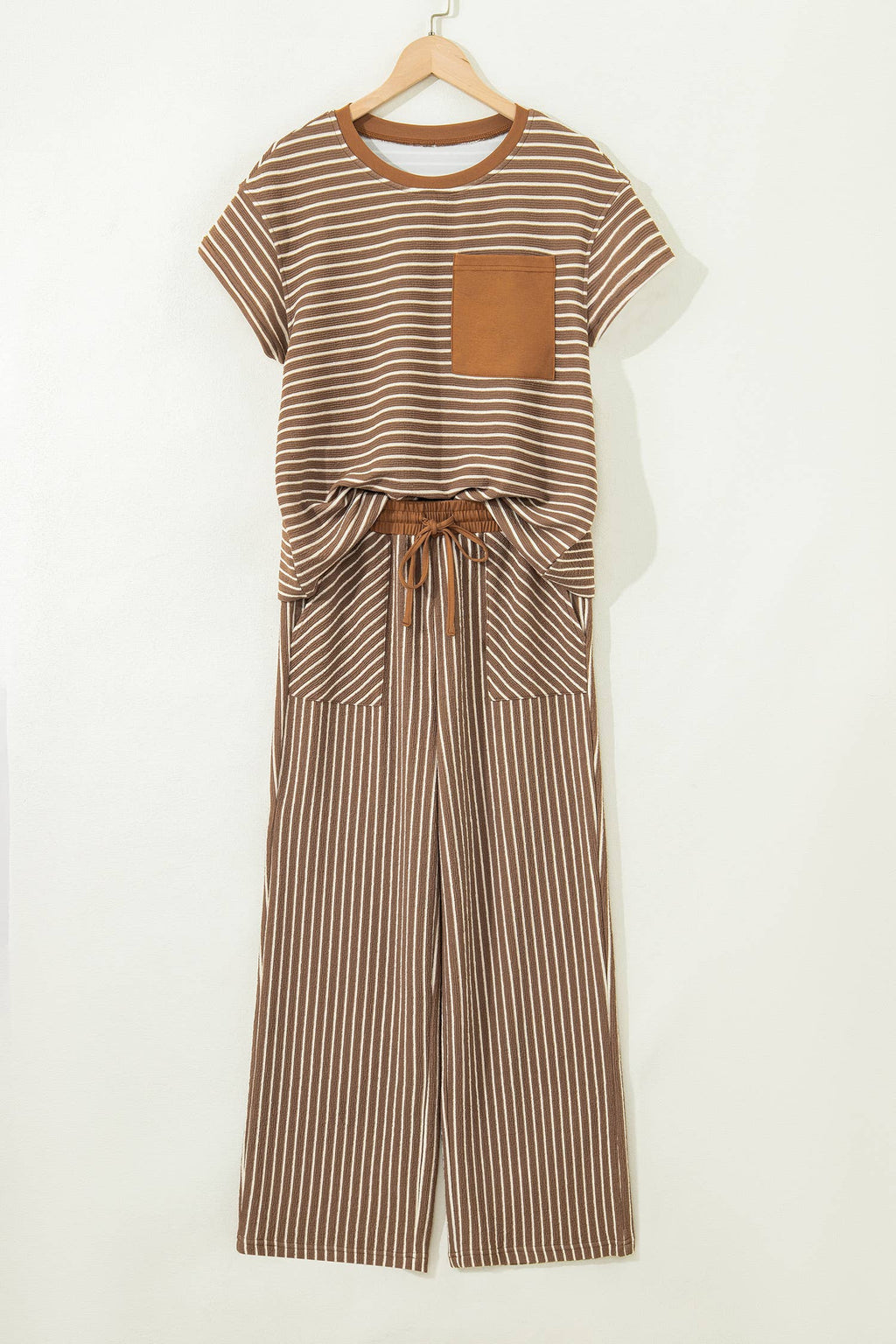 Stripe Tee and Drawstring Waist Pants Set