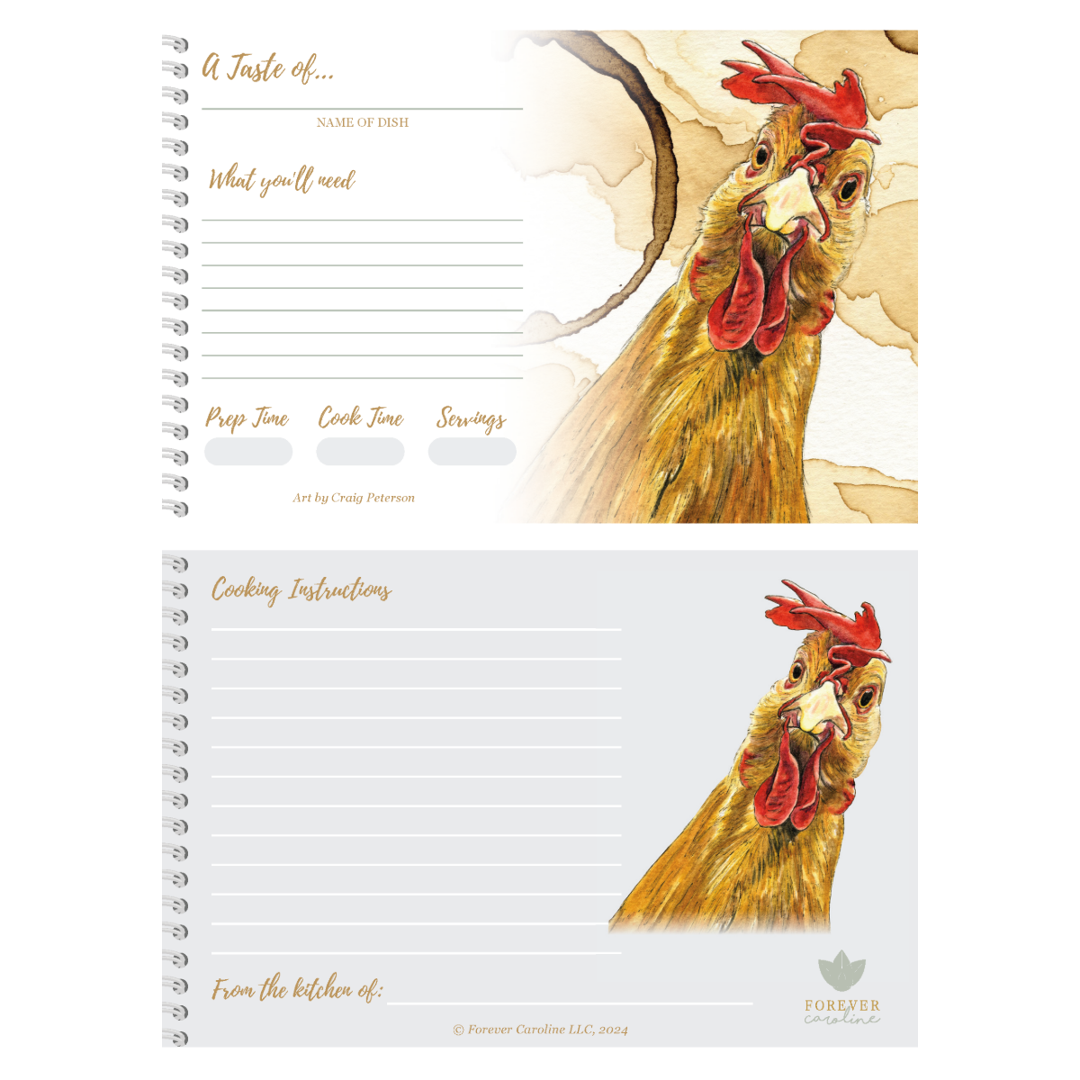 Recipe Cards Gift Set w/ Original Chicken Artwork | 8 Cards