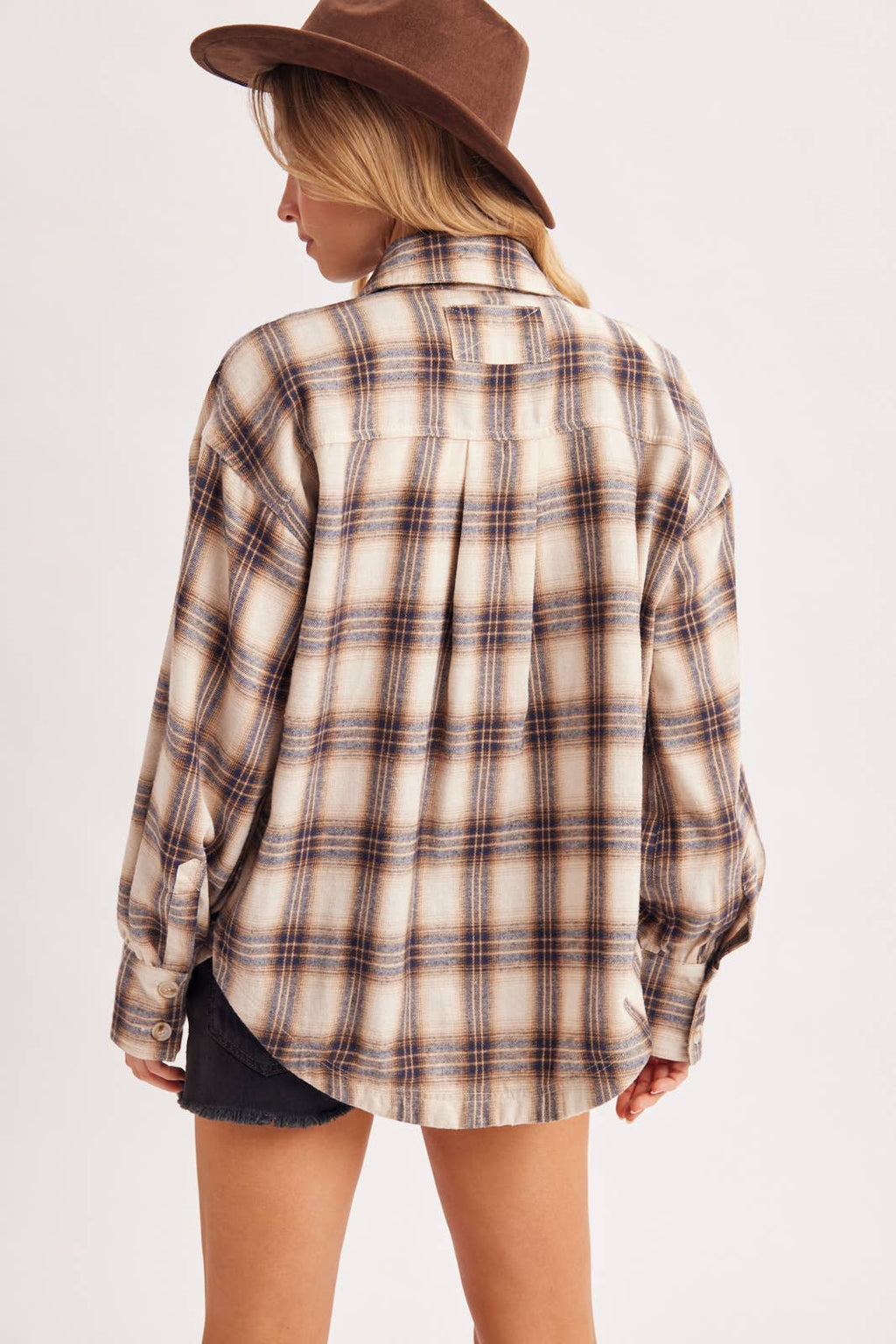 BUTTON DOWN FLANNEL PLAID SHIRT TOP