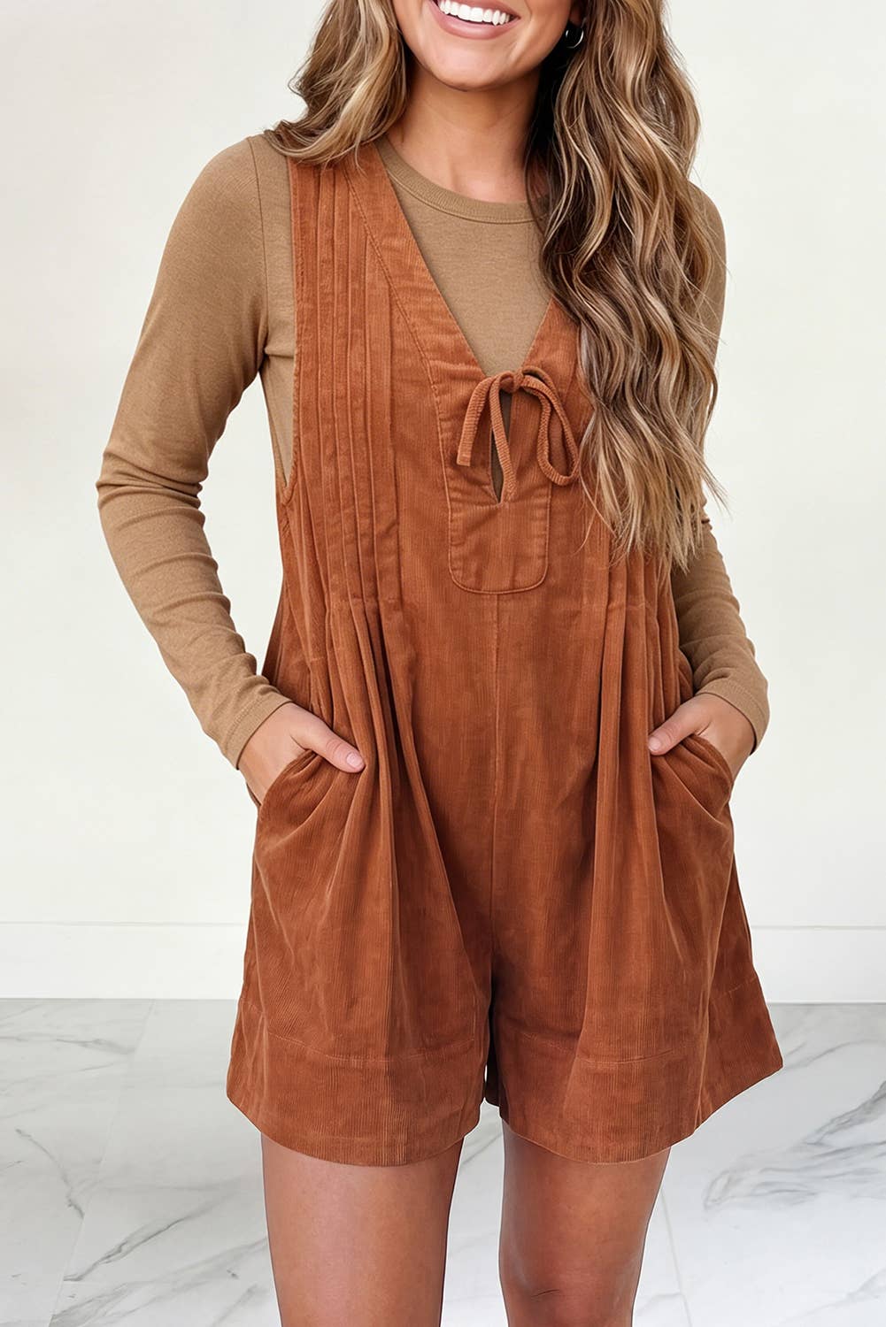 Knowknot String Pleated Romper