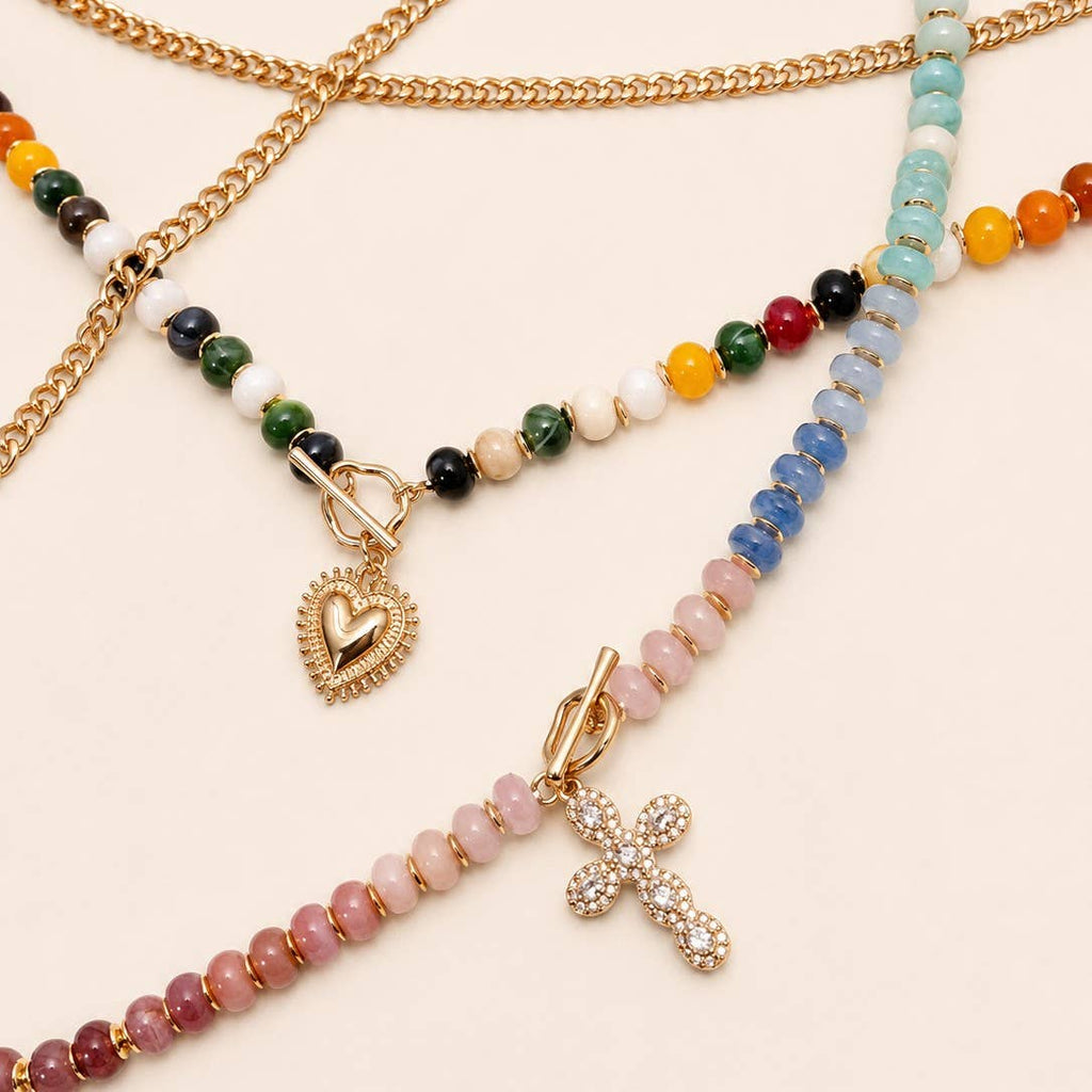 Multi Layer Pendant Resin Beaded Necklaces