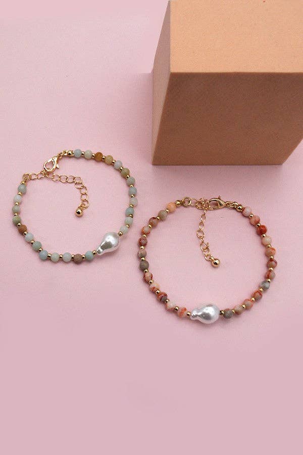STONE BEADED PEARL BRACELET