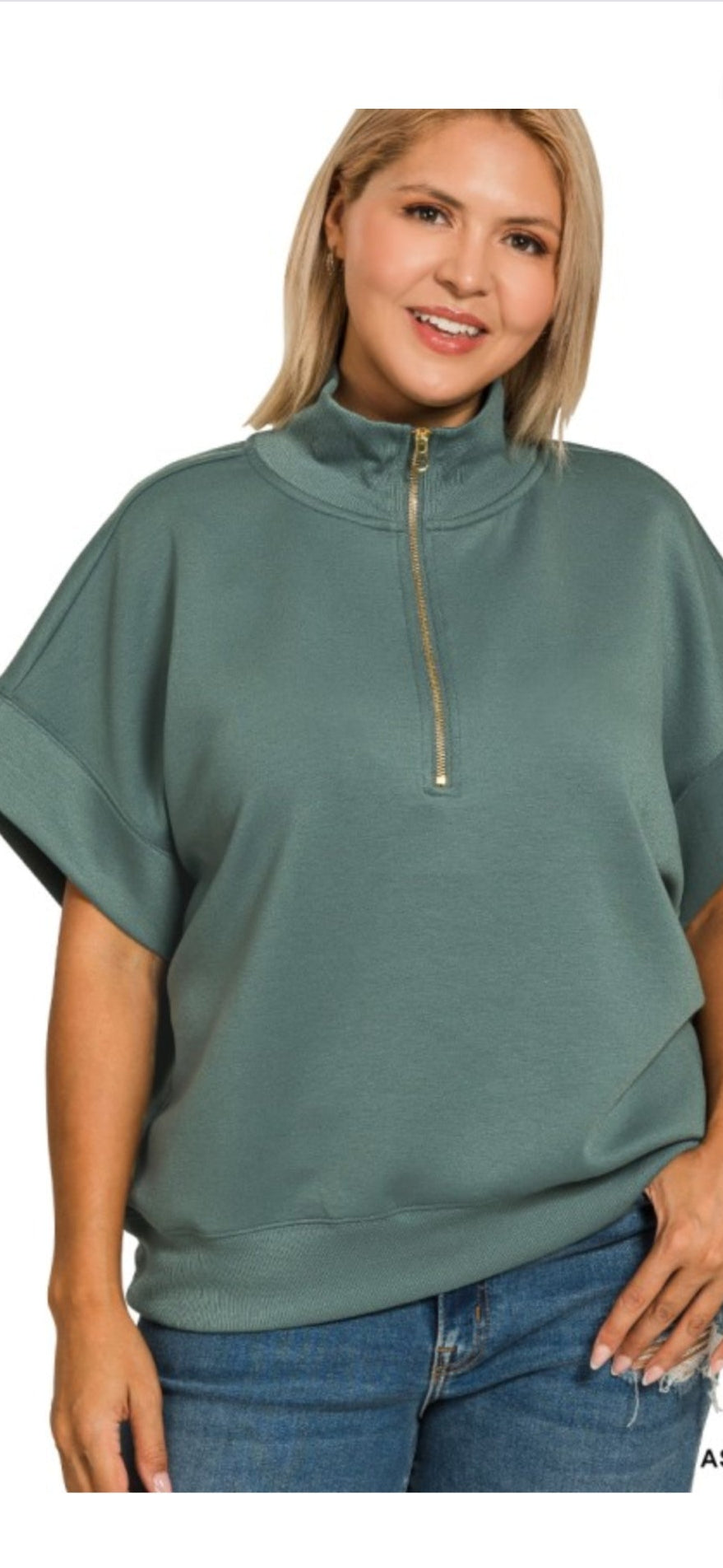 Plus Scuba High Neck Zip Pullover