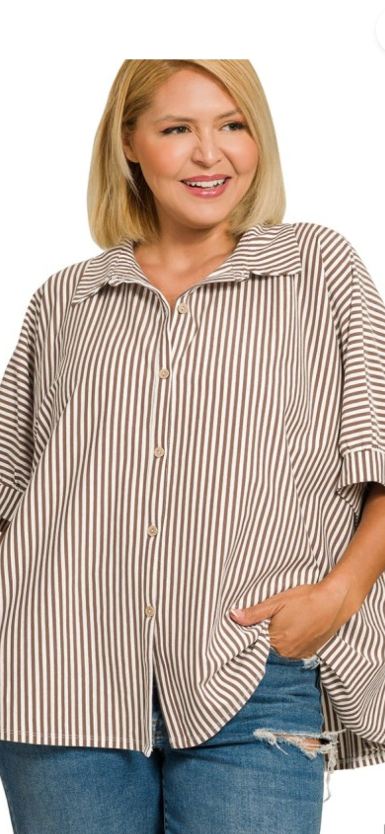 Plus Oversized Button Up